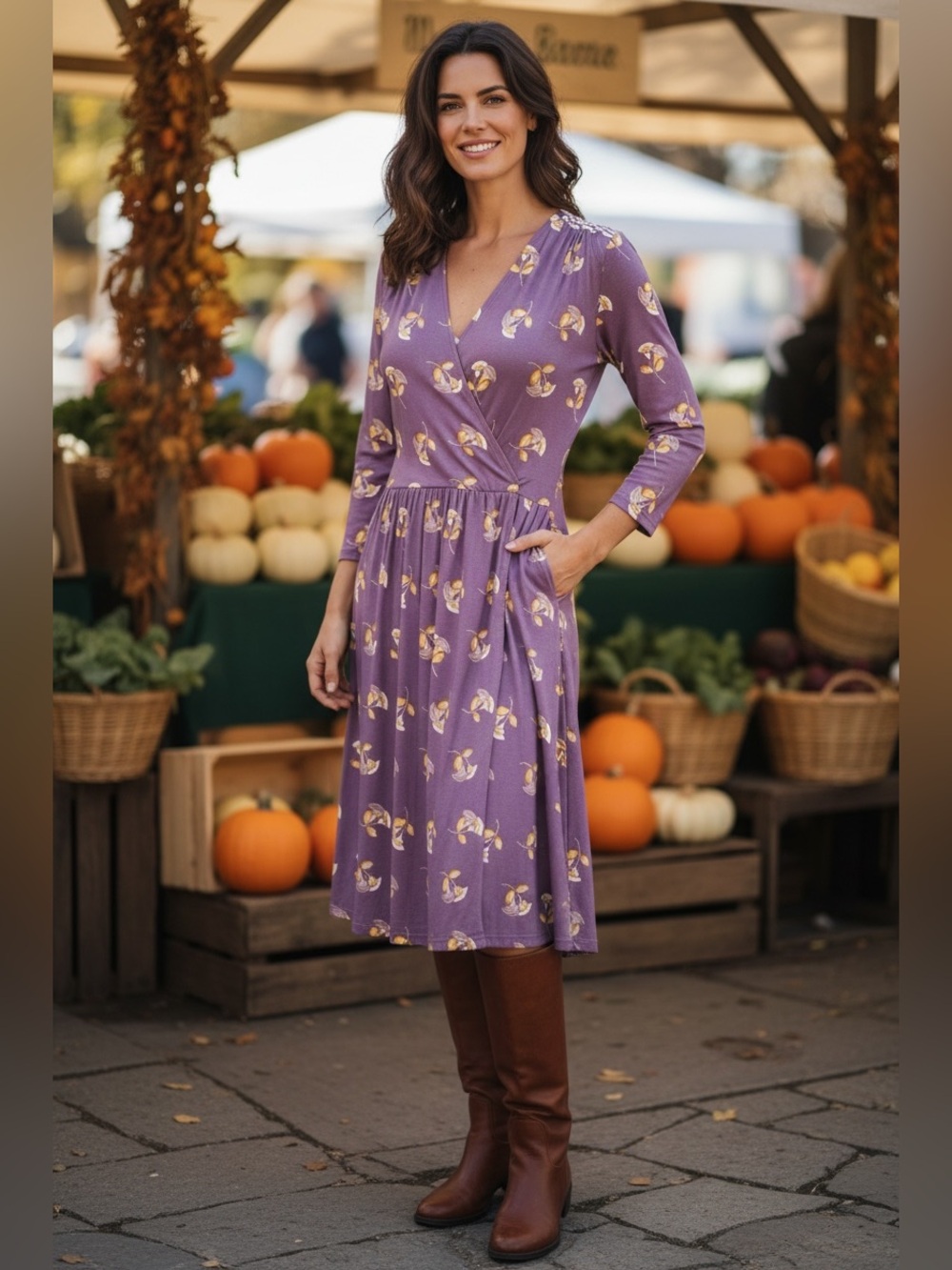 NWOT Boden Plum Midi with Long Sleeves and V-Neck